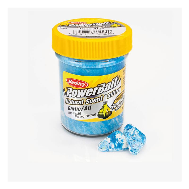 Berkley PowerBait Trout Bait Knoblauch Weiß/Neon Blau 50 g –